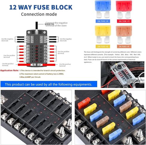 Low Cover 12-Way Automobile Fuse Socket with Lamp with Negative Screw Multi-Way Fuse Box in Saudi Arabia