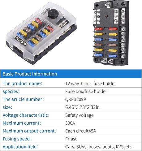 Low Cover 12-Way Automobile Fuse Socket with Lamp with Negative Screw Multi-Way Fuse Box in Saudi Arabia