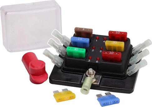 Fastronix 6 Circuit 100A LED Fuse Block and Cover Kit مع أطراف طرفية وصمامات ATO/ATC متميزة in Kuwait