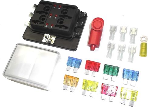 Fastronix 6 Circuit 100A LED Fuse Block and Cover Kit مع أطراف طرفية وصمامات ATO/ATC متميزة in Kuwait