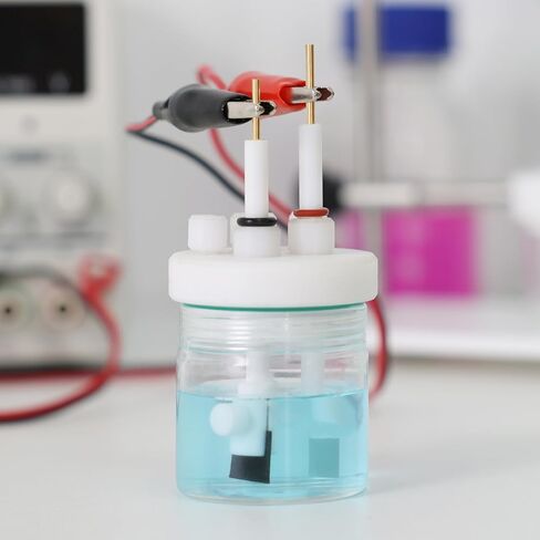 حامل قطب كهربائي بلاتيني PTFE من Labasics، مشبك كهربائي لخلية التحليل الكهربائي، مشبك حامل موصل عينة صلبة مع ورقة بلاتينية عالية النقاء 10 × 10 مم وجسم PTFE in Kuwait