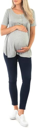 Mother Bee Maternity Short Sleeve 5 Button Top in Saudi Arabia