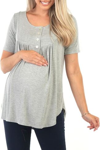 Mother Bee Maternity Short Sleeve 5 Button Top in Saudi Arabia