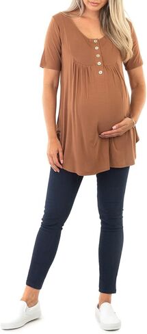 Mother Bee Maternity Short Sleeve 5 Button Top in Saudi Arabia