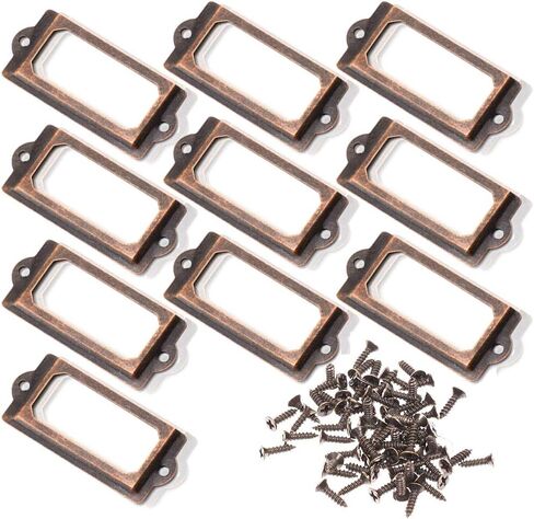 10 قطعة 83x30 مللي متر اللون البرونزي المعادن مكتب خزانة ملفات رفوف درج اسم بطاقة التسمية حامل إطارات مع مسامير in Kuwait