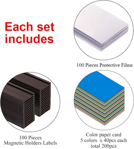 C Channel Colorful Magentic Label Holders 1x3 Inches, 5 Colors Magnetic Data Card Holders Kanban Board Magnet, Pack of 50 in Saudi Arabia