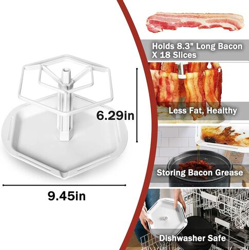 Bacon Cooker for Microwave Oven, Cheermepie Large Capacity Microwave Bacon Cooker Tray with Lid, Holds 18 Strips of Bacon, Microwave Kitchen Accessories in Saudi Arabia