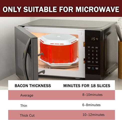 Bacon Cooker for Microwave Oven, Cheermepie Large Capacity Microwave Bacon Cooker Tray with Lid, Holds 18 Strips of Bacon, Microwave Kitchen Accessories in Saudi Arabia