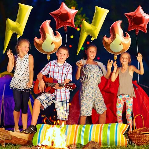 BOpusail 16 قطعة من مسامير البرق الكرتونية، بالونات من رقائق معدنية، نجمة اللهب، ورقة خضراء، شكل دائري، بالون قابل للنفخ من الألومنيوم، بالونات هيليوم مايلر، مستلزمات تزيين الحفلات للأطفال، أعياد ميلاد الطفل، وعطلات الاستحمام in Kuwait