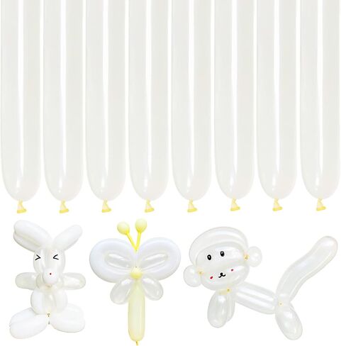 200Pcs 260 Balloons Clear Shine Long Balloons for Balloon Animals, Thickening Clear Long Skinny Latex Twisting Balloon for Balloon Garland Halloween Party Suppies Birthday Wedding-Clear in Saudi Arabia