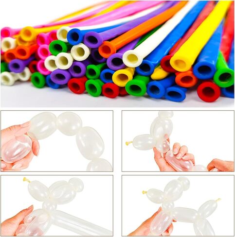 200Pcs 260 Balloons Clear Shine Long Balloons for Balloon Animals, Thickening Clear Long Skinny Latex Twisting Balloon for Balloon Garland Halloween Party Suppies Birthday Wedding-Clear in Saudi Arabia