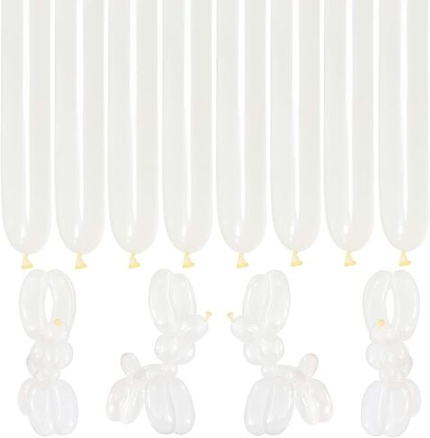 200Pcs 260 Balloons Clear Shine Long Balloons for Balloon Animals, Thickening Clear Long Skinny Latex Twisting Balloon for Balloon Garland Halloween Party Suppies Birthday Wedding-Clear in Saudi Arabia