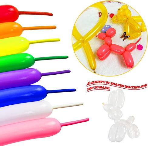 200Pcs 260 Balloons Clear Shine Long Balloons for Balloon Animals, Thickening Clear Long Skinny Latex Twisting Balloon for Balloon Garland Halloween Party Suppies Birthday Wedding-Clear in Saudi Arabia