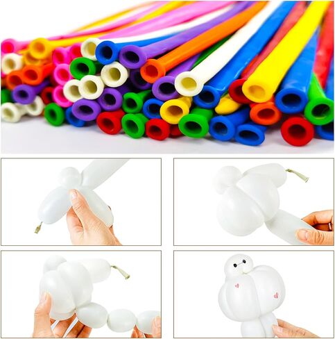 200Pcs 260 Balloons Clear Shine Long Balloons for Balloon Animals, Thickening Clear Long Skinny Latex Twisting Balloon for Balloon Garland Halloween Party Suppies Birthday Wedding-Clear in Saudi Arabia