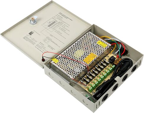 YaeTek 9 Channel CCTV Distributed Power Supply Box for Security Surveillance Camera Key Lock DC 12V 10A(12V 10A 120W 9OutPut) in Saudi Arabia