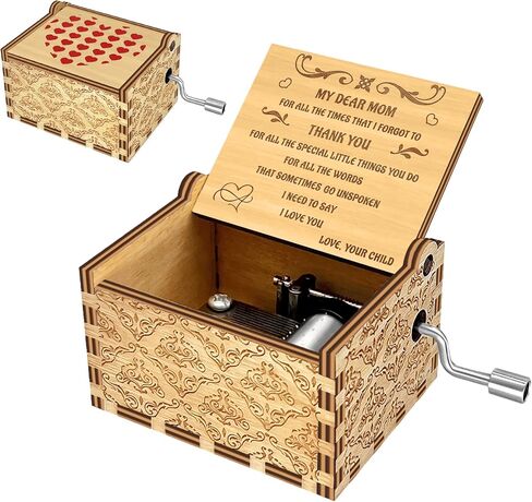 FNYDOX You are My Sunshine Music Box, Mom Mothers Day Birthday Gifts from Daughter Son Child Kids, Hand Crank I Love You Heart Engraved Musical Box in Saudi Arabia