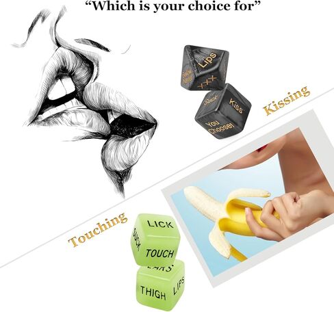 𝗦𝗲𝘅 Dice Party Favor, Position Dice, Glow in The Dark Acrylic Material (Black 6PCS + Storage Bag) in Kuwait