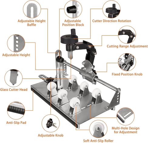 MiiMOO Glass Bottle Cutter, Upgraded Curve Glass Cutting Tool for Round, Square Bottles and Bottlenecks, DIY Craft Kit with Complete Accessories for Cutting Beer, Whiskey, Wine, Champagne in Saudi Arabia
