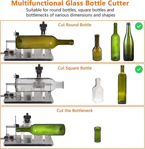 MiiMOO Glass Bottle Cutter, Upgraded Curve Glass Cutting Tool for Round, Square Bottles and Bottlenecks, DIY Craft Kit with Complete Accessories for Cutting Beer, Whiskey, Wine, Champagne in Saudi Arabia