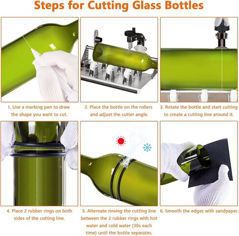 MiiMOO Glass Bottle Cutter, Upgraded Curve Glass Cutting Tool for Round, Square Bottles and Bottlenecks, DIY Craft Kit with Complete Accessories for Cutting Beer, Whiskey, Wine, Champagne in Saudi Arabia