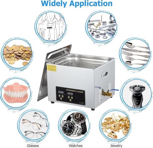 منظف ​​كبير بالموجات فوق الصوتية من Aprafie بسعة 30 لتر، إجمالي منظفات المكربن ​​بالموجات فوق الصوتية بقدرة 1100 وات لآلة تنظيف أجزاء البندقية مع سلة ومؤقت رقمي وسخان in Kuwait