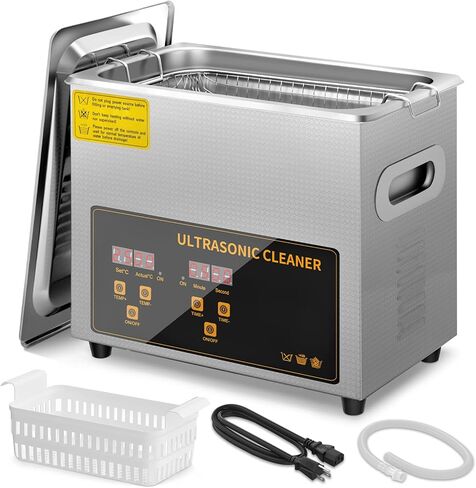 منظف ​​الأجزاء بالموجات فوق الصوتية سعة 15 لتر، منظف المجوهرات بالموجات فوق الصوتية المصمم تلقائيًا مع سخان ومؤقت لساعات حلقات تثبيت النظارات المكربن ​​لأطقم الأسنان، إلخ. in Kuwait