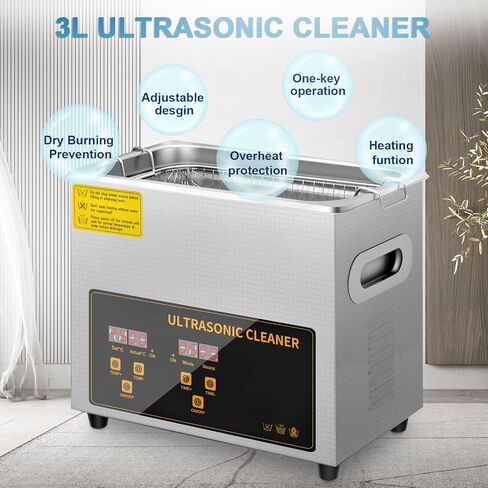 منظف ​​الأجزاء بالموجات فوق الصوتية سعة 15 لتر، منظف المجوهرات بالموجات فوق الصوتية المصمم تلقائيًا مع سخان ومؤقت لساعات حلقات تثبيت النظارات المكربن ​​لأطقم الأسنان، إلخ. in Kuwait