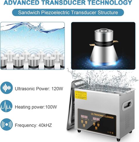 منظف ​​الأجزاء بالموجات فوق الصوتية سعة 15 لتر، منظف المجوهرات بالموجات فوق الصوتية المصمم تلقائيًا مع سخان ومؤقت لساعات حلقات تثبيت النظارات المكربن ​​لأطقم الأسنان، إلخ. in Kuwait