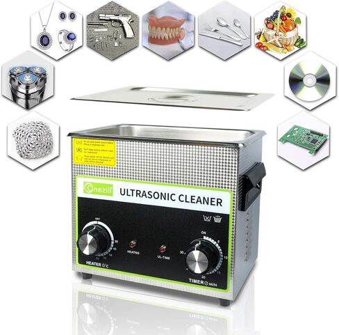 منظف ​​تجاري بالموجات فوق الصوتية 3 لتر، منظف المكربن ​​الصوتي ONEZILI 120 وات مع سخان لتنظيف المجوهرات، والنظارات، ولوحة الدوائر، والأجزاء، ومعدات الوشم، وحاقن الوقود، والنحاس، إلخ in Kuwait