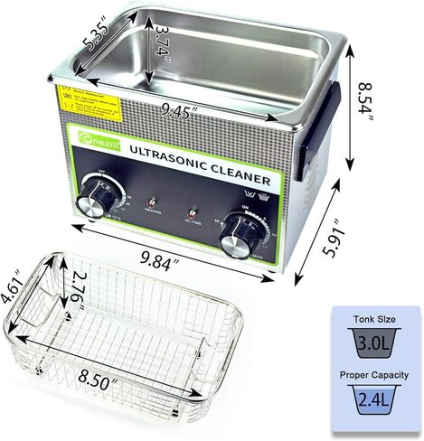 منظف ​​تجاري بالموجات فوق الصوتية 3 لتر، منظف المكربن ​​الصوتي ONEZILI 120 وات مع سخان لتنظيف المجوهرات، والنظارات، ولوحة الدوائر، والأجزاء، ومعدات الوشم، وحاقن الوقود، والنحاس، إلخ in Kuwait