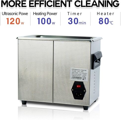 منظف ​​تجاري بالموجات فوق الصوتية 3 لتر، منظف المكربن ​​الصوتي ONEZILI 120 وات مع سخان لتنظيف المجوهرات، والنظارات، ولوحة الدوائر، والأجزاء، ومعدات الوشم، وحاقن الوقود، والنحاس، إلخ in Kuwait