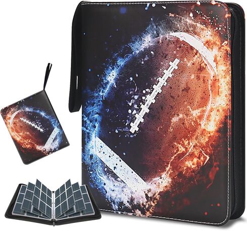 Football Card Binder 900 Pocket Trading Card Binder 9 Pockets with 50 Removable Sleeves Sports Card Binder with Zipper Baseball Card Binder for Trading Card Football Card and Standard Size Card in Saudi Arabia