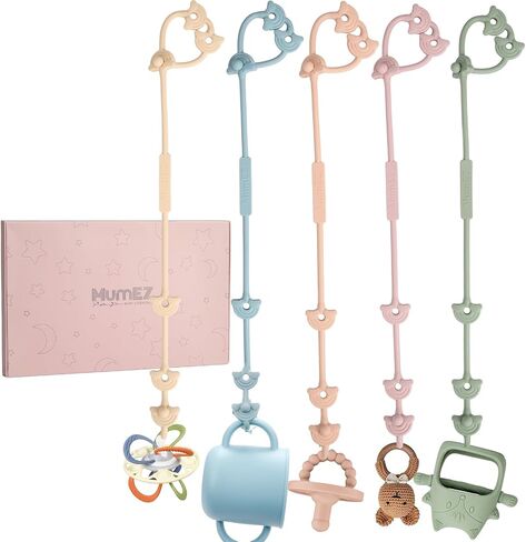 MumEZ Toy Straps for Baby - 5 Pack Stroller Straps, Stroller Accessories Applies to Strollers, High Chair, Cribs, Hanging Baskets, Car Seat, Shopping Trolley, Silicone Pacifier Clips in Saudi Arabia