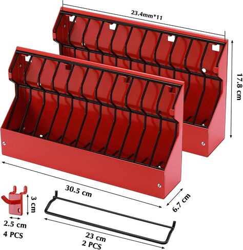 EMENTOL 11 Slots Plier Organizer Rack, Mounts on a Pegboard, Special Tilt Feature, Red/Black, for Toolbox Drawer or Workbench in Saudi Arabia