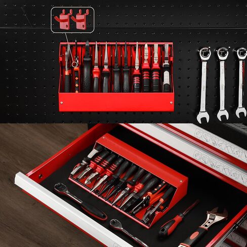 EMENTOL 11 Slots Plier Organizer Rack, Mounts on a Pegboard, Special Tilt Feature, Red/Black, for Toolbox Drawer or Workbench in Saudi Arabia