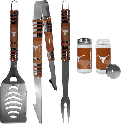NCAA Siskiyou Sports Fan Shop Texas Longhorns 3 قطع مجموعة الشواء الخلفية ومجموعة شاكر الملح والفلفل مقاس واحد لون الفريق in Saudi Arabia