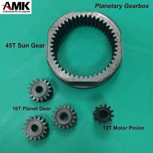 AMK Preceding Motor Planetary Gear 1/10 Scale Transmission, Aluminum Alloy Gearbox Transfer Case Skid Plate Drive Shaft Set for RC Crawler Axial SCX10 II LCG Chassis (Black) in Saudi Arabia