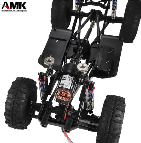 AMK Preceding Motor Planetary Gear 1/10 Scale Transmission, Aluminum Alloy Gearbox Transfer Case Skid Plate Drive Shaft Set for RC Crawler Axial SCX10 II LCG Chassis (Black) in Saudi Arabia