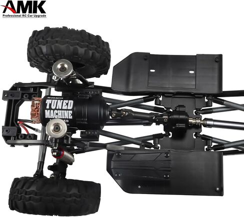 AMK Preceding Motor Planetary Gear 1/10 Scale Transmission, Aluminum Alloy Gearbox Transfer Case Skid Plate Drive Shaft Set for RC Crawler Axial SCX10 II LCG Chassis (Black) in Saudi Arabia