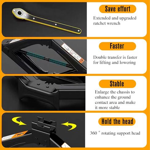 طقم جاك السيارة - جاك مقص لشاحنة السيارة ذات الدفع الرباعي، جاك مقص 1.5 طن (3300 رطل) سعة مع مقبض سقاطة ومفتاح عجلة in Kuwait