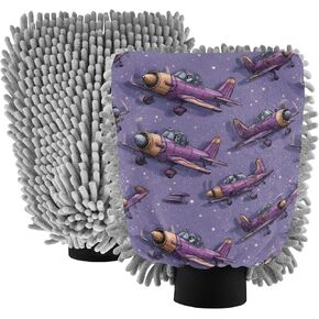 AIXIWAWA Cartoon Planes Print Car Wash Mitt Washing Glove Scratch Free Water Absorbent 2 Pack Medium in Saudi Arabia