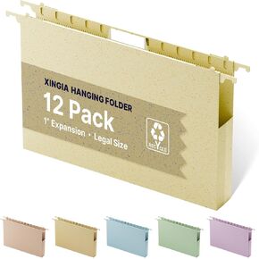 Legal Size Hanging File Folders Extra Capacity,Heavy Duty 1'' Expansion Hanging Folders for Filing Cabinet,12 Pack Wheat Straw File Folders Hanging with Tabs,Pastel File Organizer for Office in Saudi Arabia