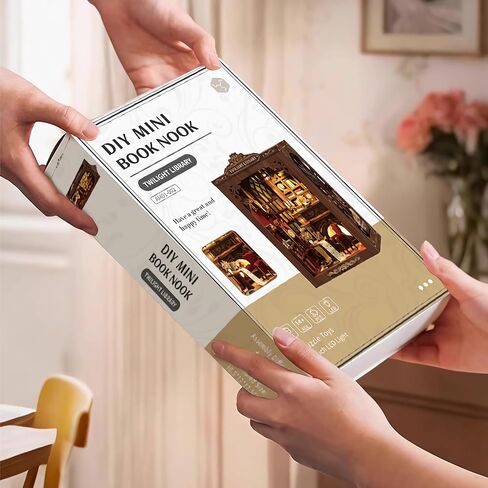 Soothee DIY Book Nook Kit with LED Lights (Twilight Library) - 3D Puzzles for Adults & Teens, Miniatures and Model Building Kits for Bookshelf Decor, Relaxing Craft & Unique Gift for Craft Lovers in Saudi Arabia