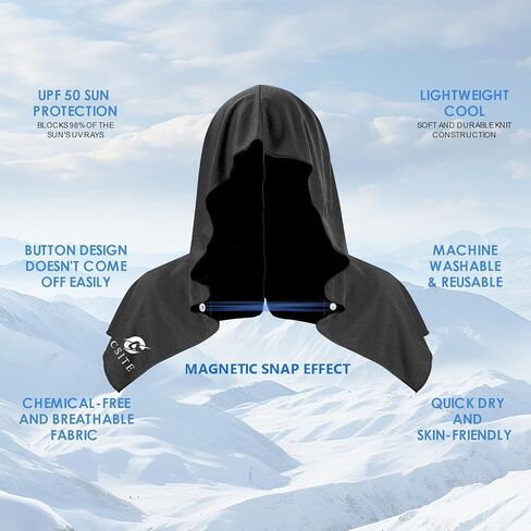 Cooling Hoodie Towels, Instant Cooling Towels for Neck and Face, UPF 50 Sun Protection, Ice Towel for Hot Weather, Head Towel for Sports, Camping, Cycling & More Activities in Saudi Arabia