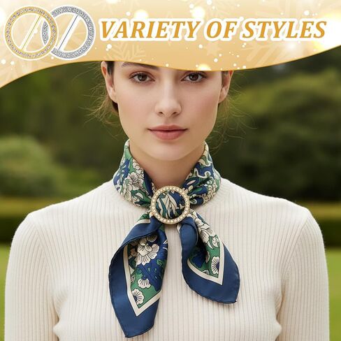 12Pcs Rhinestone Scarf Rings for Women, Gold and Silver T Shirt Clips, Alloy Clothing Accessories for Women, Decorative Cinch Buckle for Scarves Shawl Shirts Ties Sweater Dress Pant in Saudi Arabia