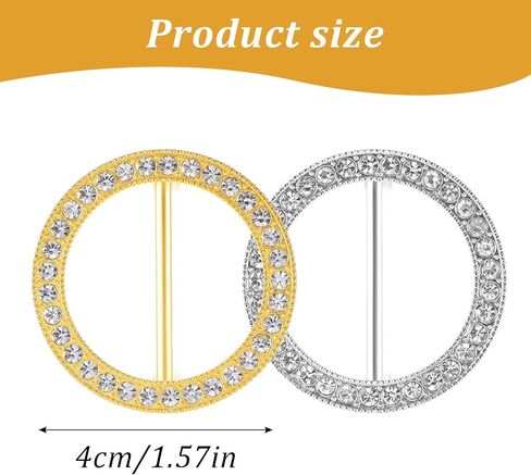 12Pcs Rhinestone Scarf Rings for Women, Gold and Silver T Shirt Clips, Alloy Clothing Accessories for Women, Decorative Cinch Buckle for Scarves Shawl Shirts Ties Sweater Dress Pant in Saudi Arabia