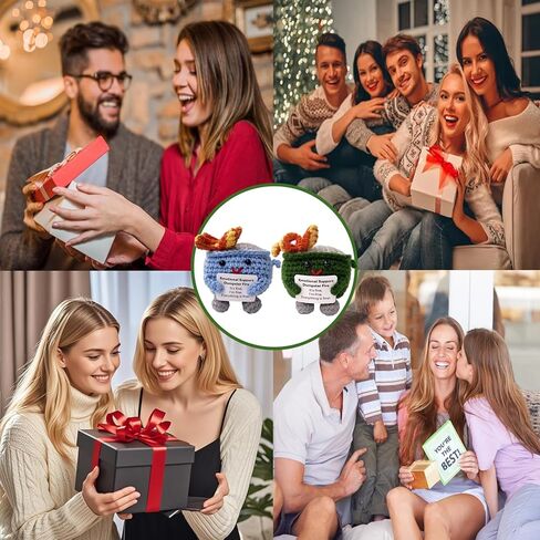 دمية كروشيه مصنوعة يدويًا من دمية كروشيه للدعم العاطفي، زينة لعبة حياكة الحريق مع بطاقة إيجابية لديكور عيد الميلاد للنساء والرجال (4 قطع) in Saudi Arabia