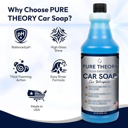 Car Whisperer – Premium Car Wash Soap 128 fl oz | High-Foam, pH-Balanced Formula | Streak-Free Shine | Protects Wax and Coatings | Safe for All Finishes | MADE IN USA in Saudi Arabia
