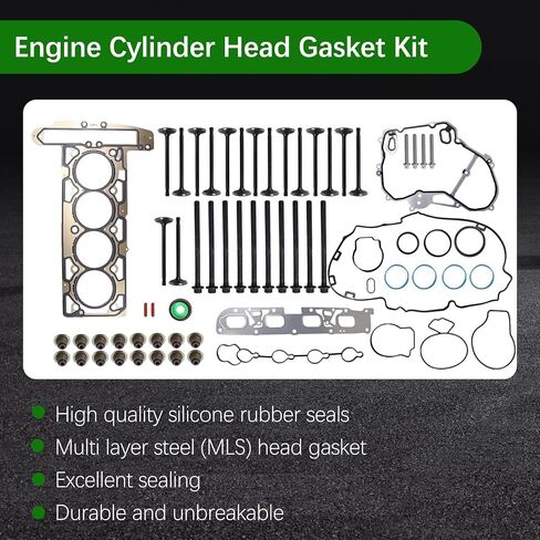 HS26517PT EV314 Head Gasket Set Intake&Exhaust Valve Head Bolt ES72196 Fit for 2010-2017 Chevy Equinox Impala Captiva Malibu, GMC Terrain, for Buick Lacrosse Regal Allure Verano 2.4L #HS54874 IV323 in Saudi Arabia