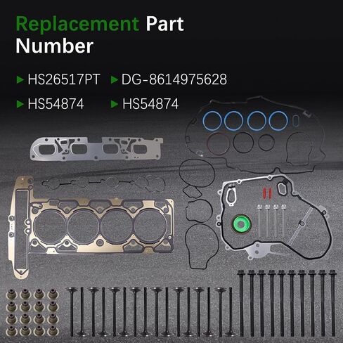 HS26517PT EV314 Head Gasket Set Intake&Exhaust Valve Head Bolt ES72196 Fit for 2010-2017 Chevy Equinox Impala Captiva Malibu, GMC Terrain, for Buick Lacrosse Regal Allure Verano 2.4L #HS54874 IV323 in Saudi Arabia